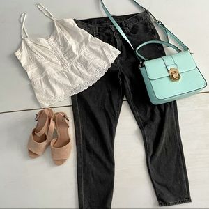 Vintage A&F White Lace Top